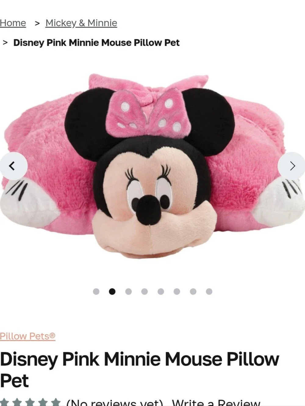 Disney Pink Minnie Mouse Plush Pillow